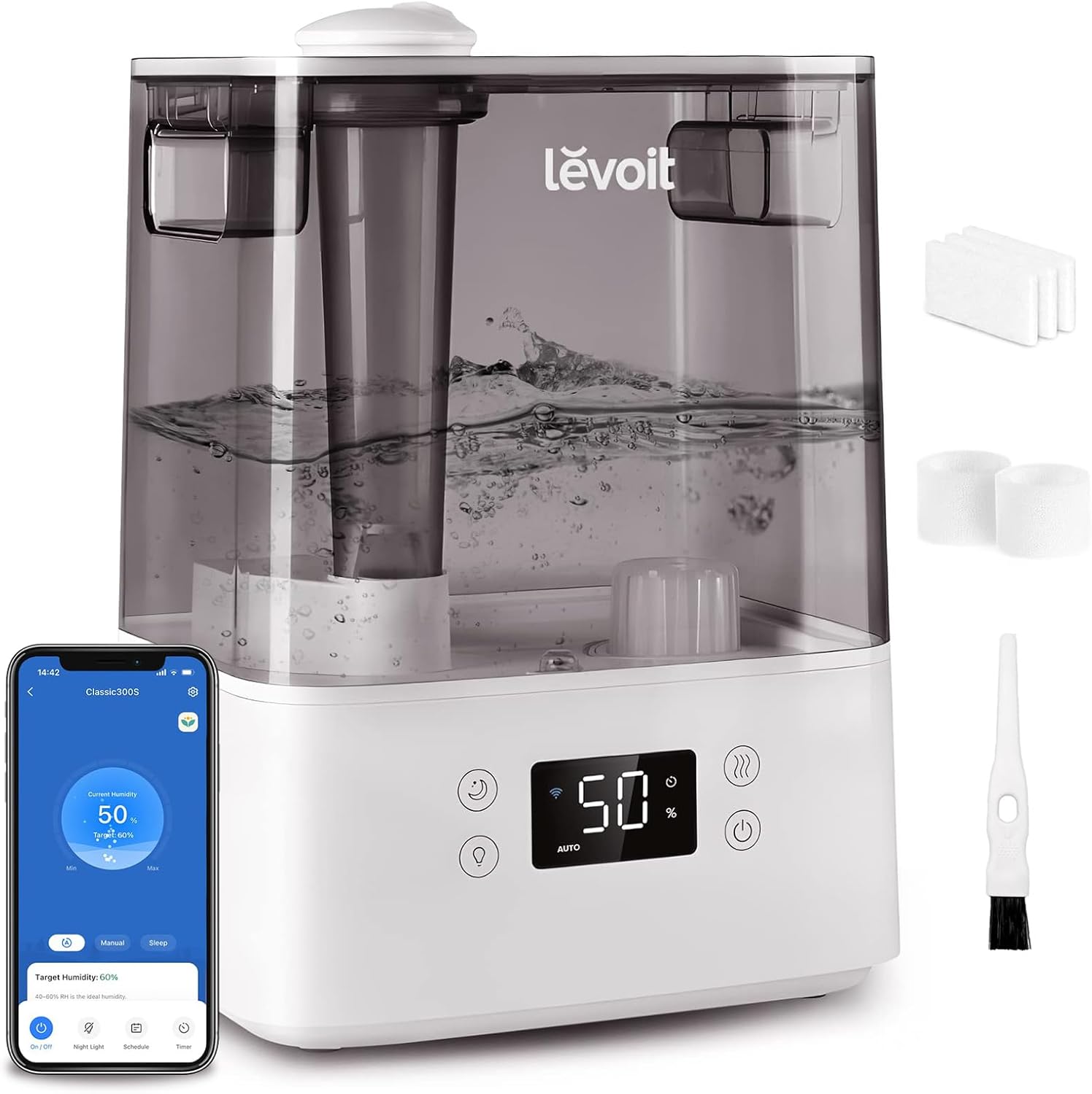 LEVOIT Smart Humidifiers for soverom og store rom, (6L) Cool Mist